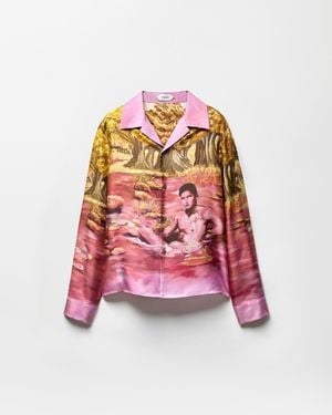 Versace Printed Silk Twill Slim Shirt - Red