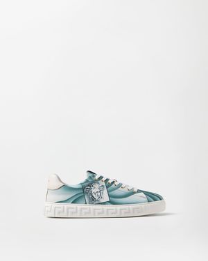 Versace Greca Sneaker Aus Bedrucktem Canvas - Blau