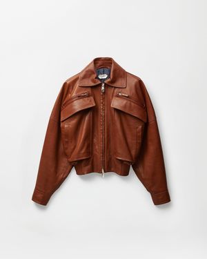 Versace Leather Blouson - Brown