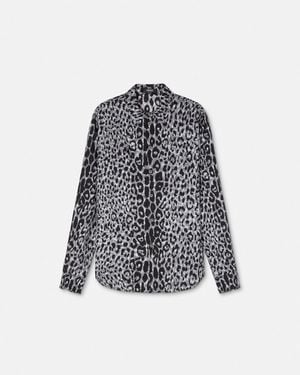Versace Camisa De Seda Leopard - Gris