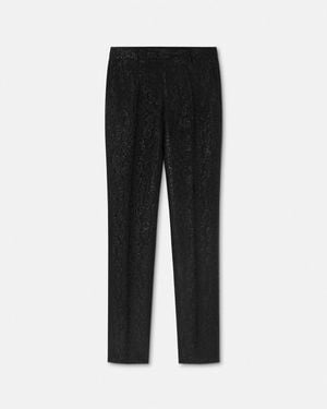 Versace Leopard Jacquard Formal Pants - Black