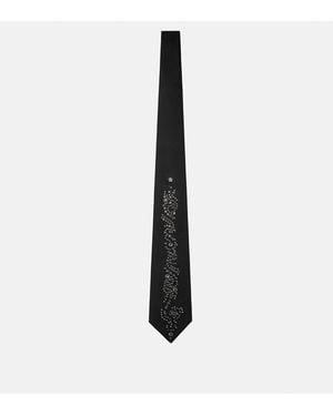 Versace Embellished Wool Tie - White