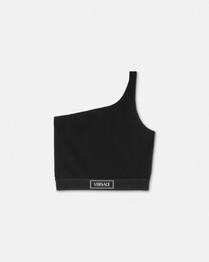 Versace Viscose-Blend One-Shoulder Crop Top - Black