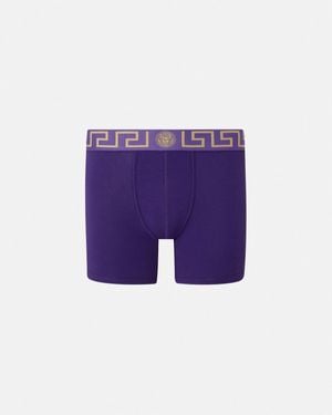 Versace Greca Border Long Trunks - Blue