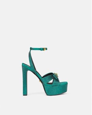 Versace Gianni Ribbon Embellished Satin Sandals 140 Mm - Green
