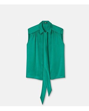 Versace Satin Lavallière Shirt - Green