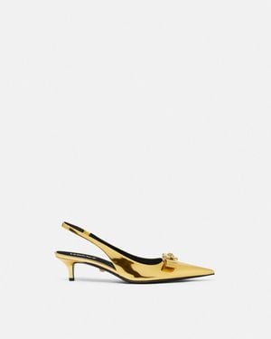 Versace Gianni Ribbon Metallic-Slingback-Pumps 45 Mm - Mettallic