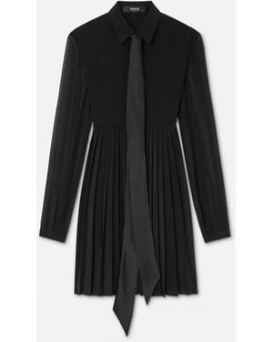 Versace Crêpe De Chine Lavallière Mini Dress - Black