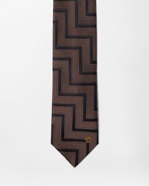 Versace Jacquard Silk Tie - Brown