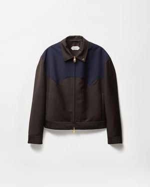 Versace Veste Zippée En Mohair Mélangé - Blue