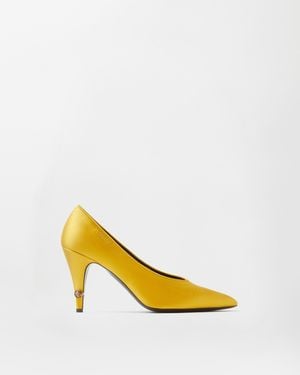 Versace Gianni Satin Pumps 90 Mm - Yellow