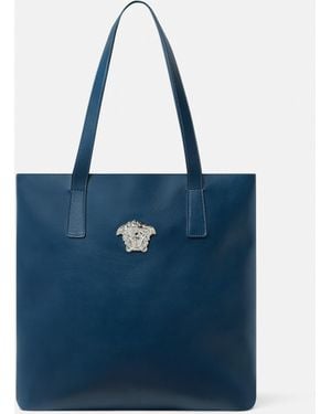 Versace La Medusa Leather Tote - Blue
