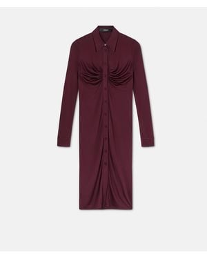 Versace Viscose-Jersey Midi Shirt Dress - Purple
