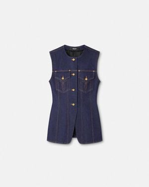Versace Denim Fitted Vest - Blue