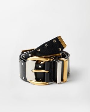 Versace Studded Leather Belt 4 Cm - Black
