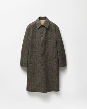 Versace Reversible Herringbone Wool & Gabardine Coat - Gray