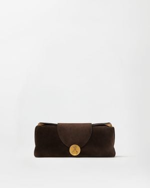 Versace Vivian Suede Clutch - White