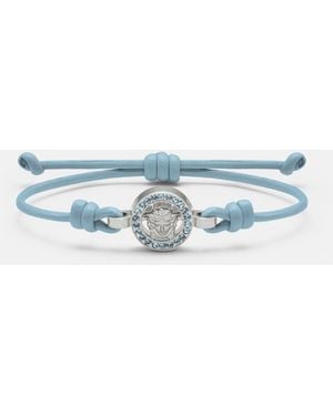 Versace Medusa '95 Crystal Leather Bracelet - Blue
