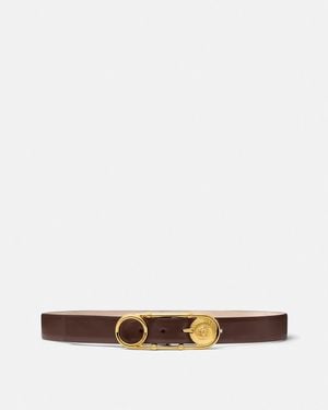 Versace Safety Pin Leather Belt 3 Cm - White
