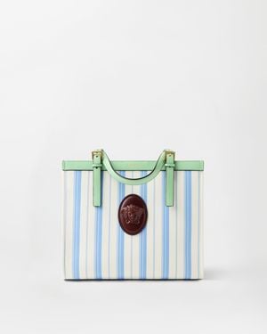 Versace Rivière Tote Bag Aus Bedrucktem Canvas - Blau