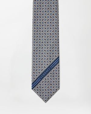 Versace Printed Jacquard Silk Tie - Blue