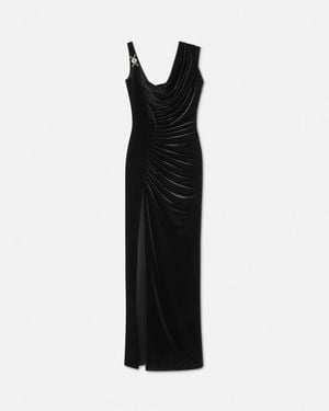 Versace Medusa '95 Velvet Draped Gown - Black