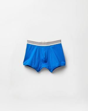 Versace Ribbed Cotton-Jersey Trunks - Blue