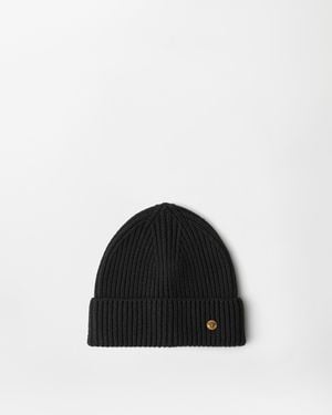 Versace Ribbed Wool Knit Beanie - Black