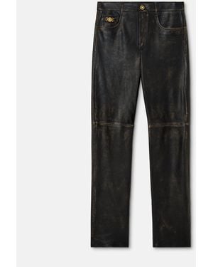Versace Distressed Leather Pants - Black