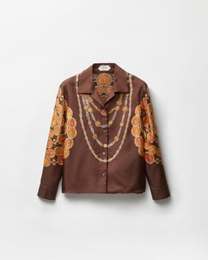 Versace Printed Silk Shirt - Brown