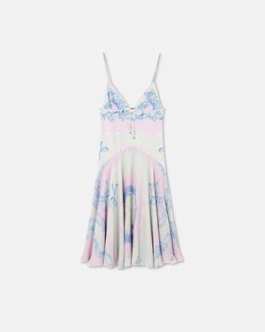 Versace Cameo Silk Flowy Midi Dress - White