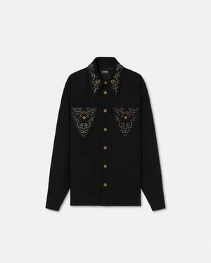 Versace Studded Wool Overshirt - Black