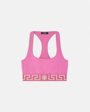 Versace Bralette Con Scollo Rotondo E Bordo Greca - Rosa