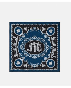 Versace Printed Silk Twill Scarf 90 Cm - Blue