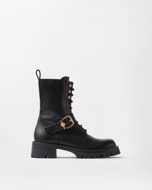 Versace Roxy Leather Boots 35 Mm - Black