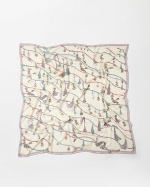 Versace Printed Wool & Silk Shawl 140 Cm - Natural