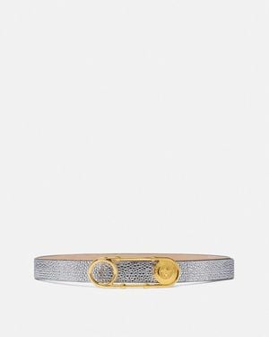 Versace Crystal Safety Pin Leather Belt 1.2" - White