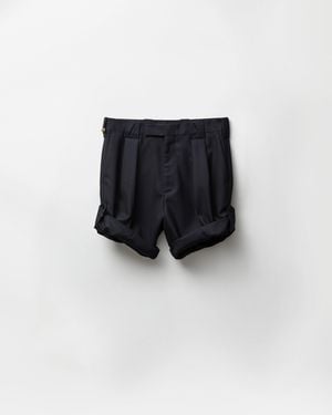 Versace Pinstripe Wool Formal Shorts - Black