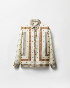Versace Printed Silk Twill Shirt - White