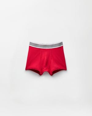 Versace Ribbed Cotton-Jersey Trunks - Red