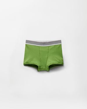 Versace Ribbed Cotton-Jersey Trunks - Green