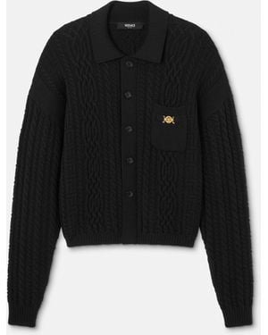 Versace Jersey De Punto De Lana Con Puntadas Mixtas - Negro