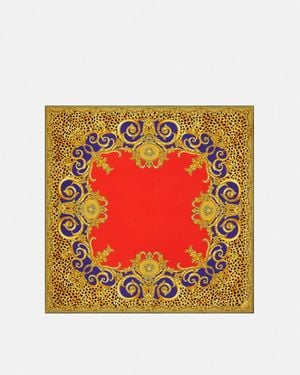 Versace Cheetah Barocco Large Silk Foulard 35.4" - Red