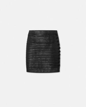 Versace Jupe Crayon En Cuir Plongé - Black