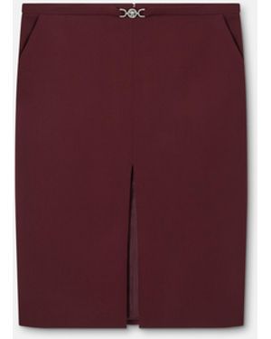 Versace Stretch Gabardine Pencil Midi Skirt - Red