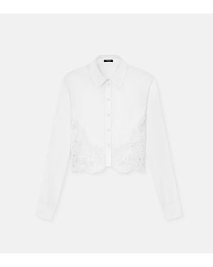 Versace Lace-Trim Cotton-Poplin Shirt - White