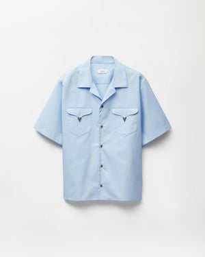 Versace Leichtes Hemd Aus Baumwollpopeline - Blau