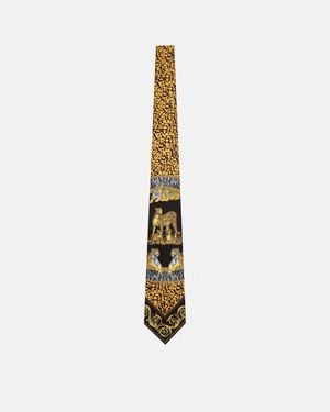 Versace Wild Cats Silk Tie - White