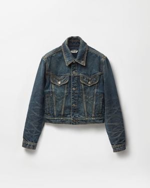 Versace Distressed Denim Jacket - Blue