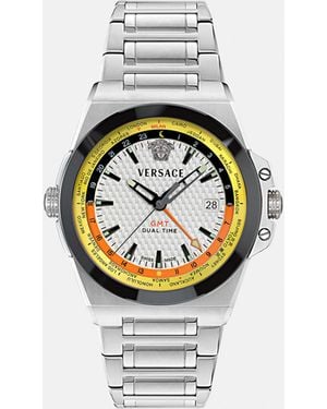 Versace Greca Reaction Gmt Watch - Metallic